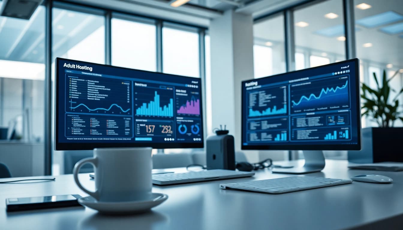 Enhance your experience with adult hosting services showcased in a professional workspace.