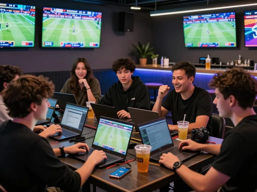 Exciting online betting scene at 88AA with friends enjoying live sports wagering.
