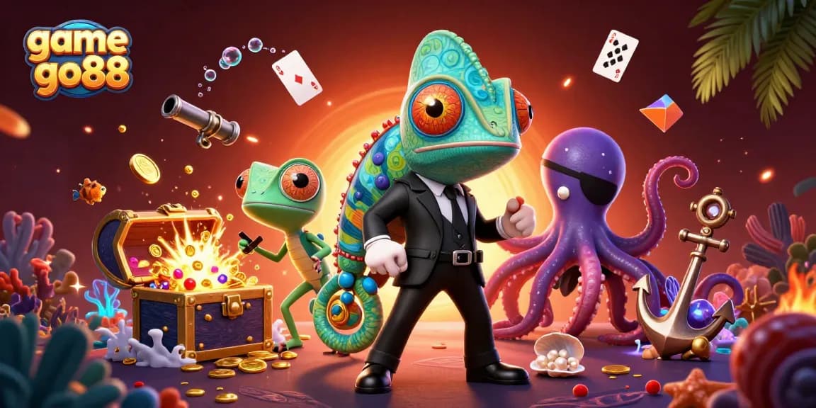 Experience game go88's thrilling action with colorful characters and vibrant aquatic casino elements.