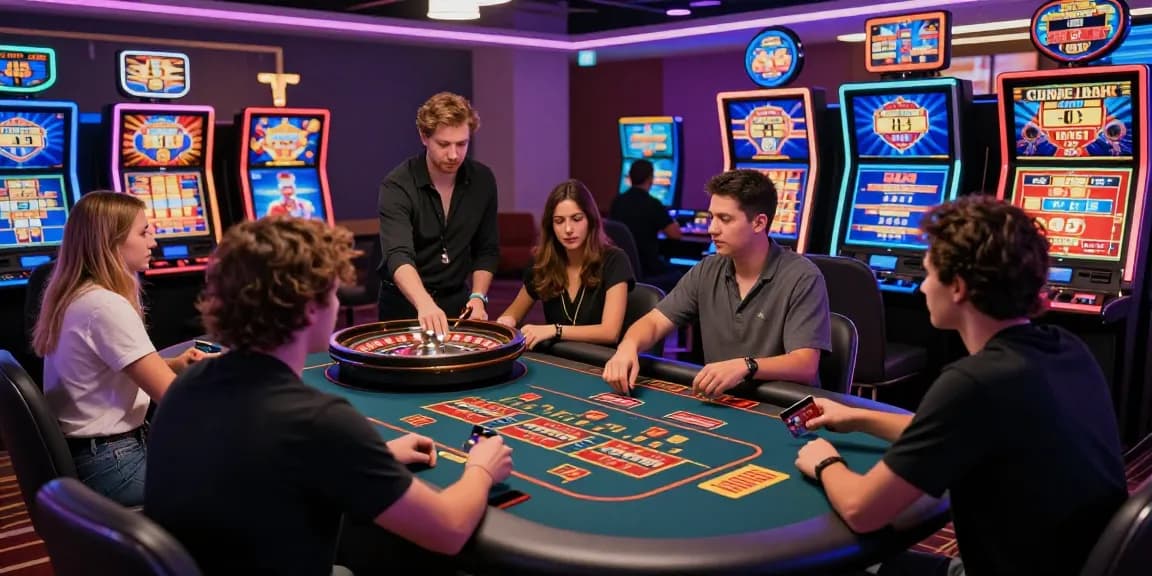 Engaged players at online casinos that accept credit cards, vibrant game interfaces in action.