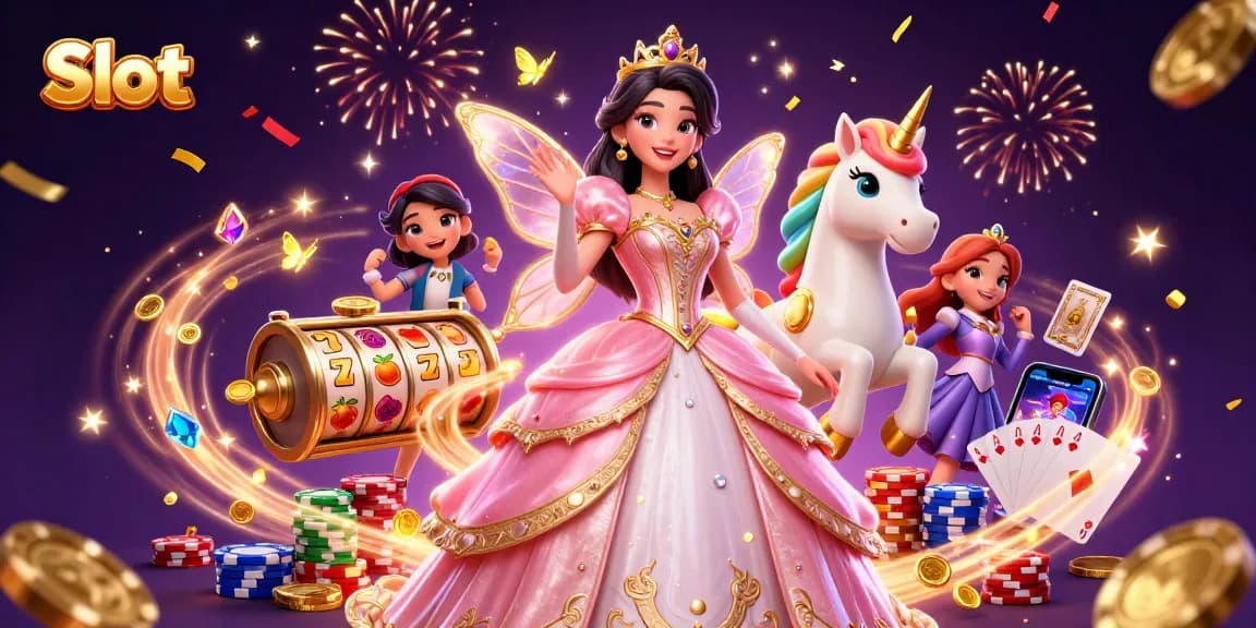 Spin the slots with luck and excitement in this vibrant casino scene featuring slot reels and beautiful characters.