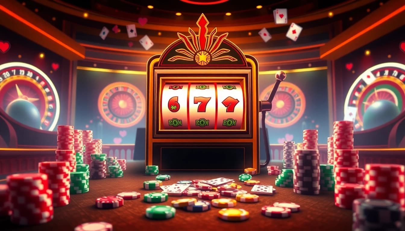 Winning at slot gacor machines with vibrant casino elements and enthusiastic players.