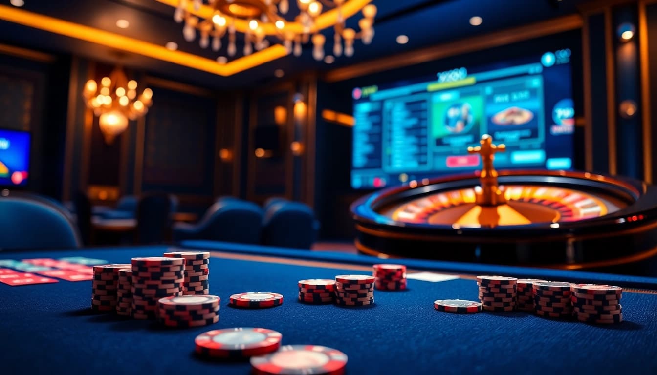 Experience the thrill of gambling at xx88 with detailed casino tables and vibrant poker action.