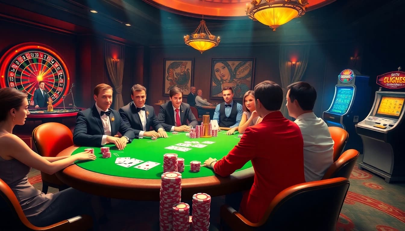 Experience the thrill of high-stakes poker at https://new88.gold/ with vibrant chips and elegantly dressed players.