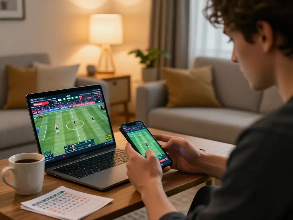 Bet on sports with bdtk66 through a smartphone in a cozy living room setup
