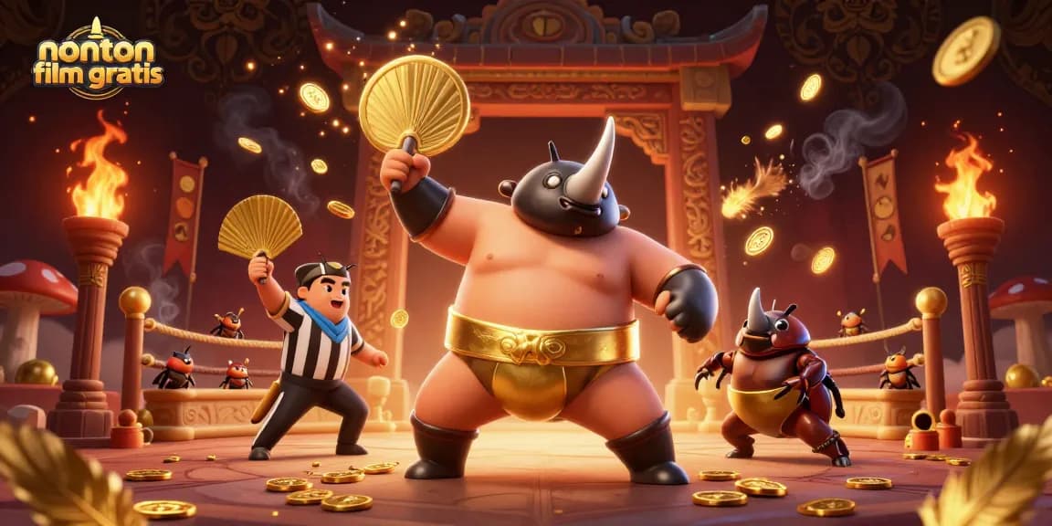 Experience nonton film gratis with engaging 3D casino-themed illustration featuring dynamic casino elements.