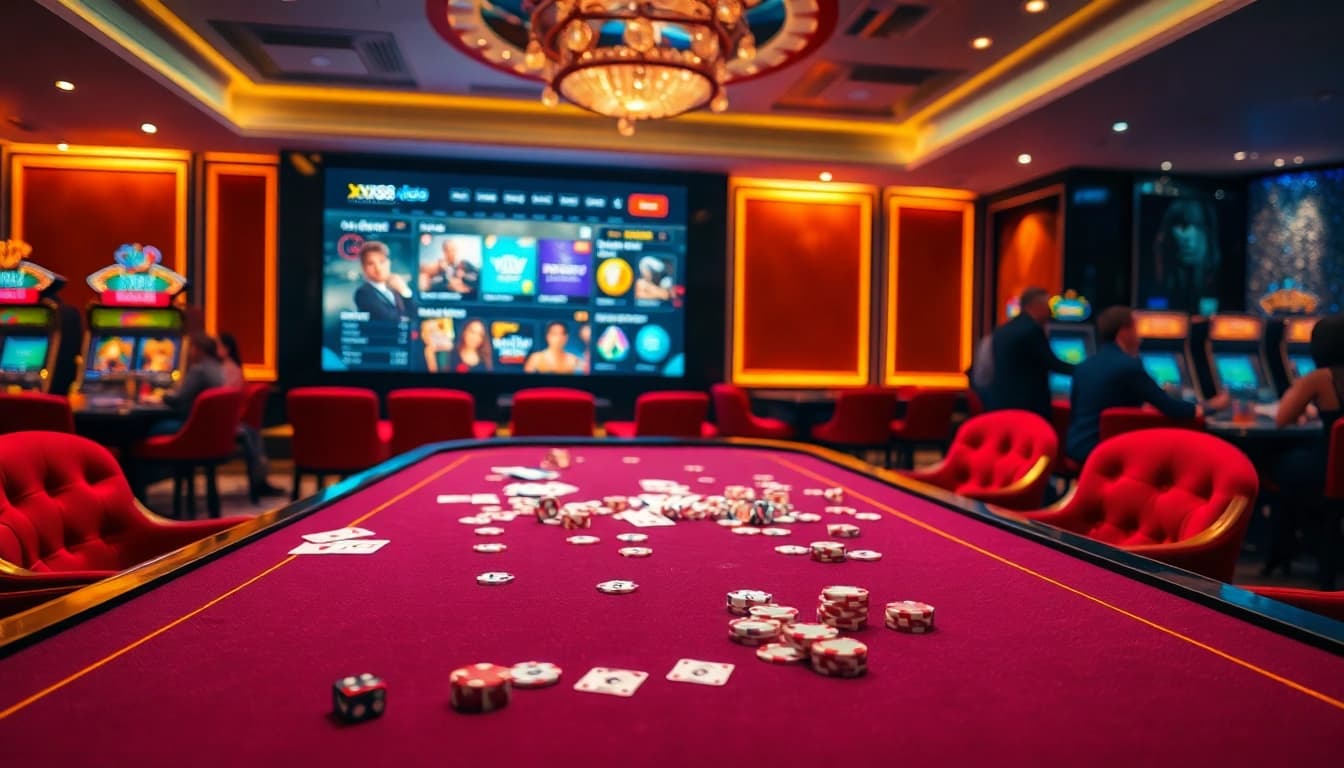 Capture the excitement of gaming at https://xx88.video/ with vibrant casino tables and digital interfaces.