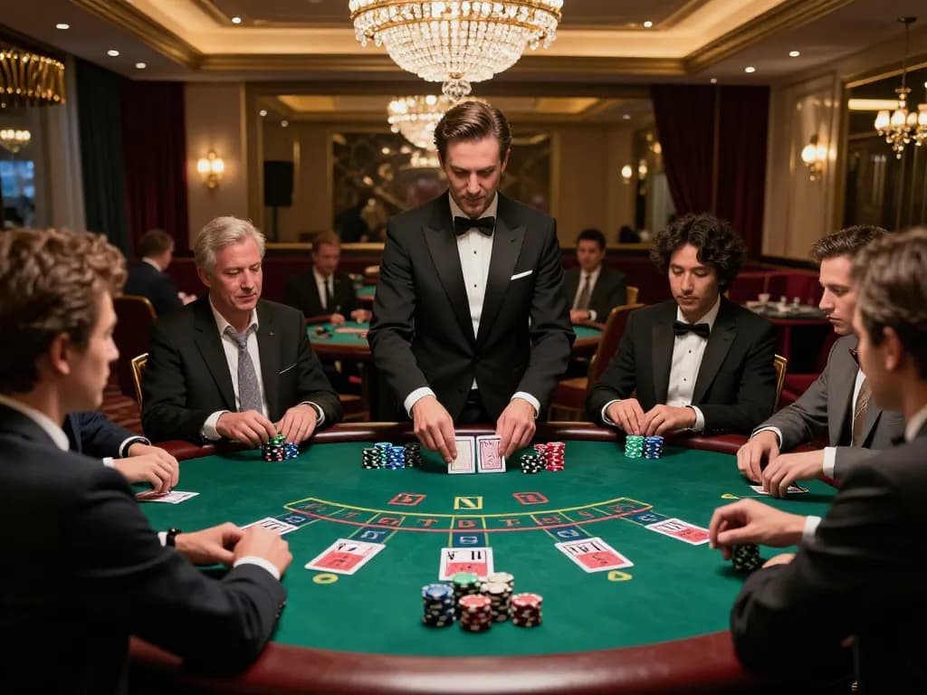 Experience the excitement at Link Chính Thức F168 blackjack table with players and dealer engaging in high stakes
