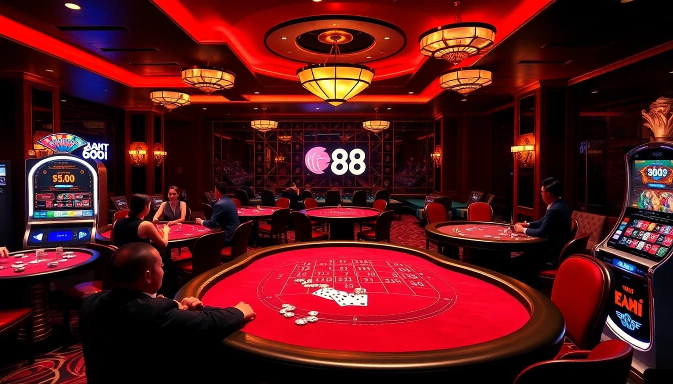 Experience thrilling gameplay at nhà cái 88i with lively casino tables and vibrant gaming atmosphere.
