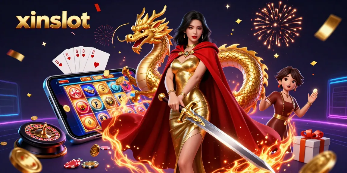 XINSLOT offers exciting gaming experiences with vibrant slot games, golden coins, and thrilling rewards.