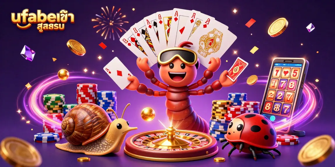 Experience the thrill of ufabetเข้าสู่ระบบ with card games, colorful chips, and festive elements in this vibrant casino scene.