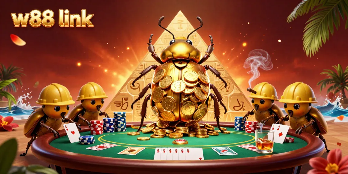Experience winning strategies with the vibrant w88 link gaming illustration showcasing a dynamic casino scene.