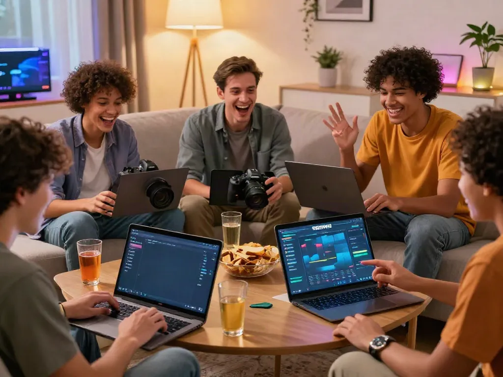 Players enjoying ORION88 on a smartphone in a lively gaming session.