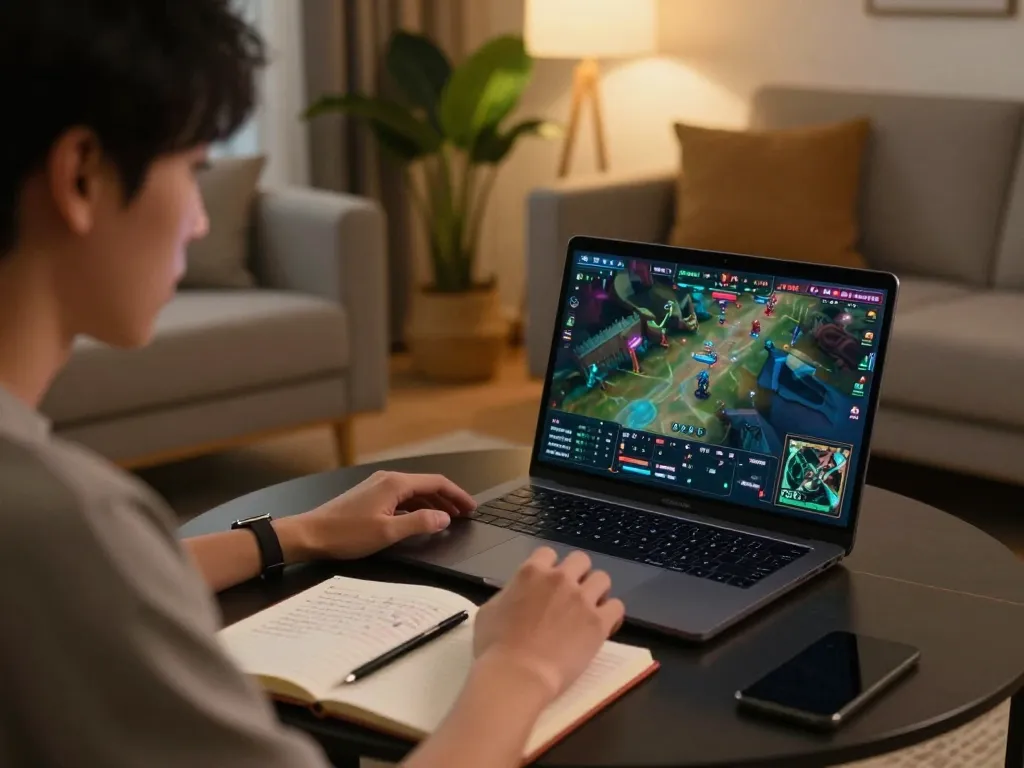 Engaging in esport betting Singapore while analyzing game stats on a cozy home setup