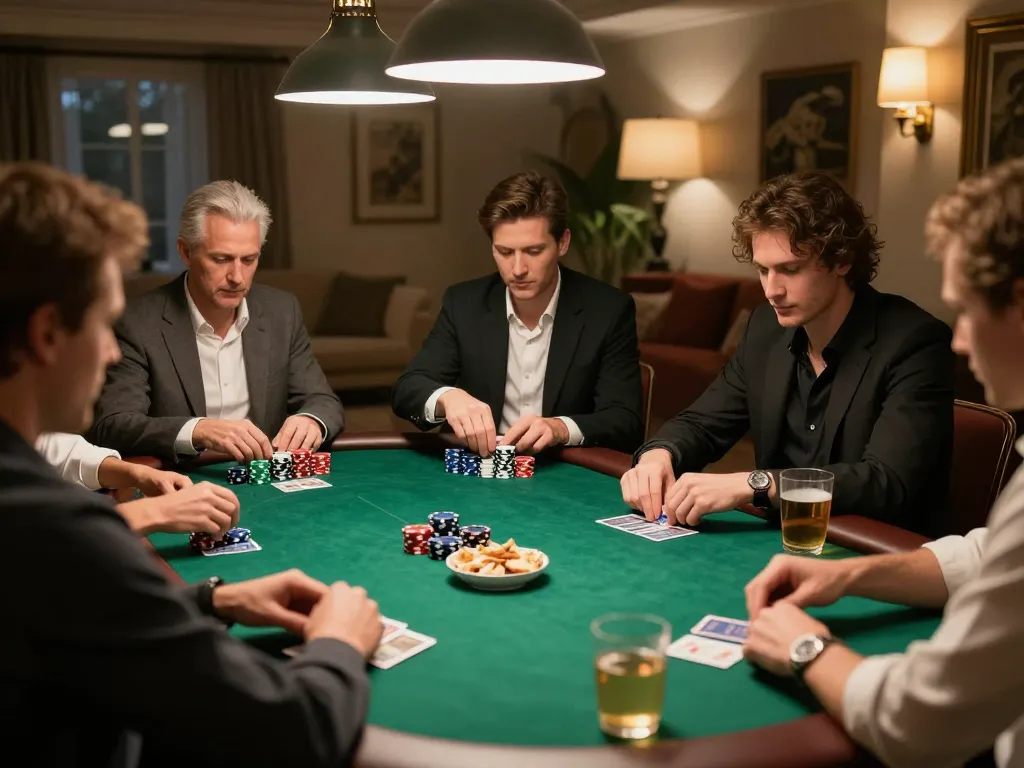 Pemain AJAIBTOTO terlibat dalam permainan poker dinamis yang menunjukkan gerakan strategis dan kompetisi yang bersahabat.