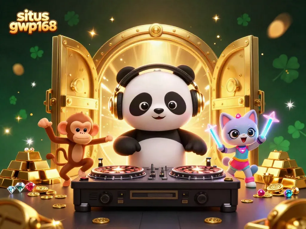 Gamer merasakan keseruan situs gwp168 dengan DJ panda dan efek jackpot yang memukau.