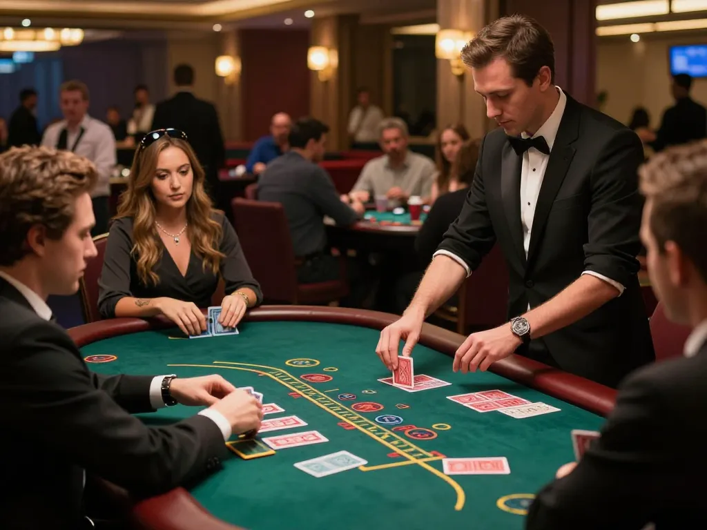 Players enjoy intense gameplay at sv88 nhà cái blackjack tables in vibrant casino atmosphere.