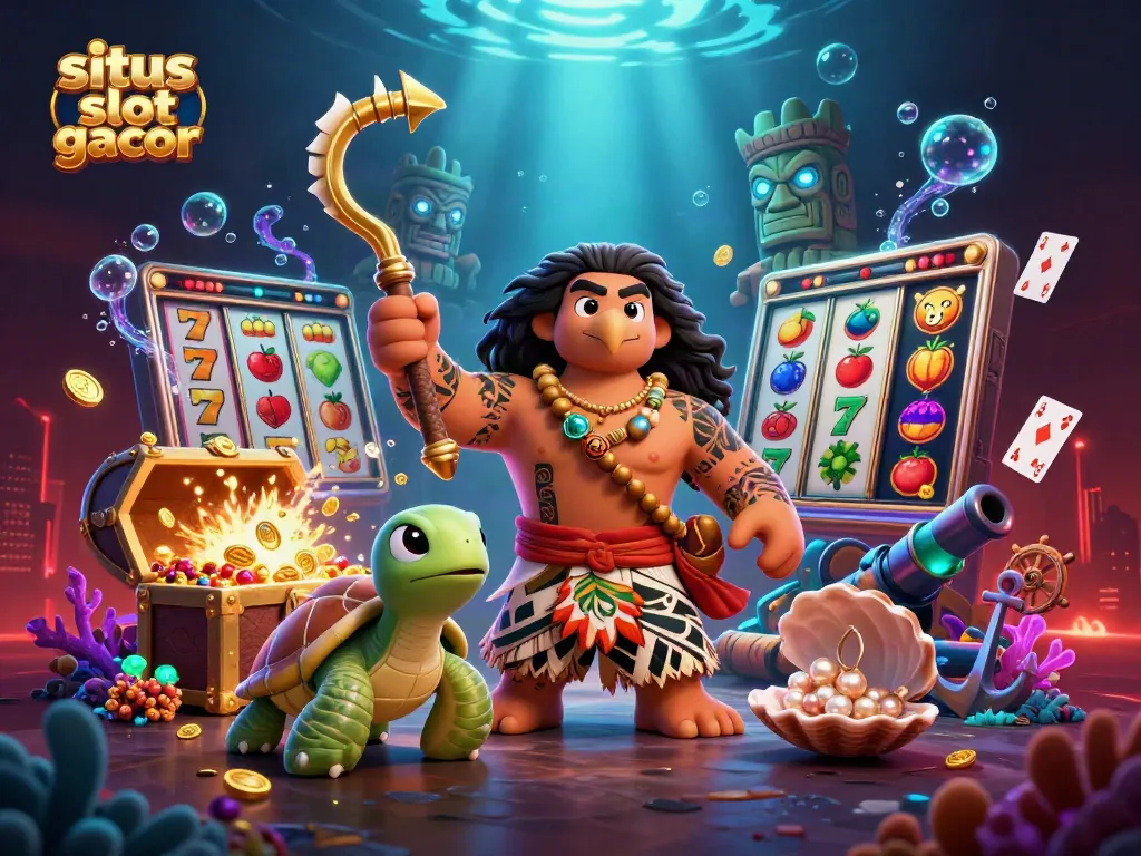 Visualisasi menarik dari situs slot gacor dengan gulungan slot dan simbol keberuntungan di latar belakang.