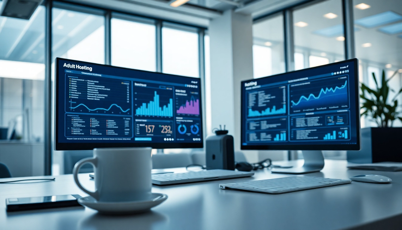 Enhance your experience with adult hosting services showcased in a professional workspace.