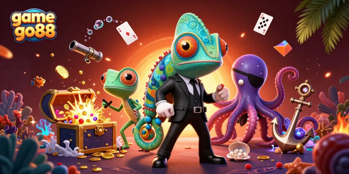 Experience game go88's thrilling action with colorful characters and vibrant aquatic casino elements.