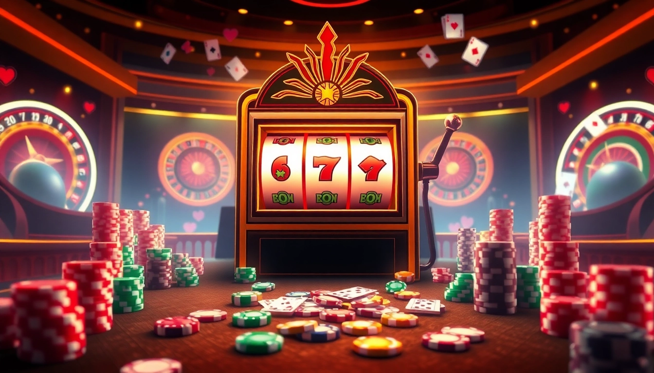 Winning at slot gacor machines with vibrant casino elements and enthusiastic players.