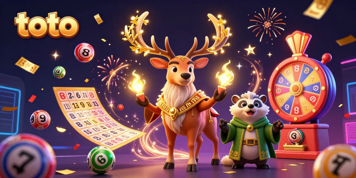 Experience thrilling toto gaming with vibrant lottery balls and a joyous druid scene.