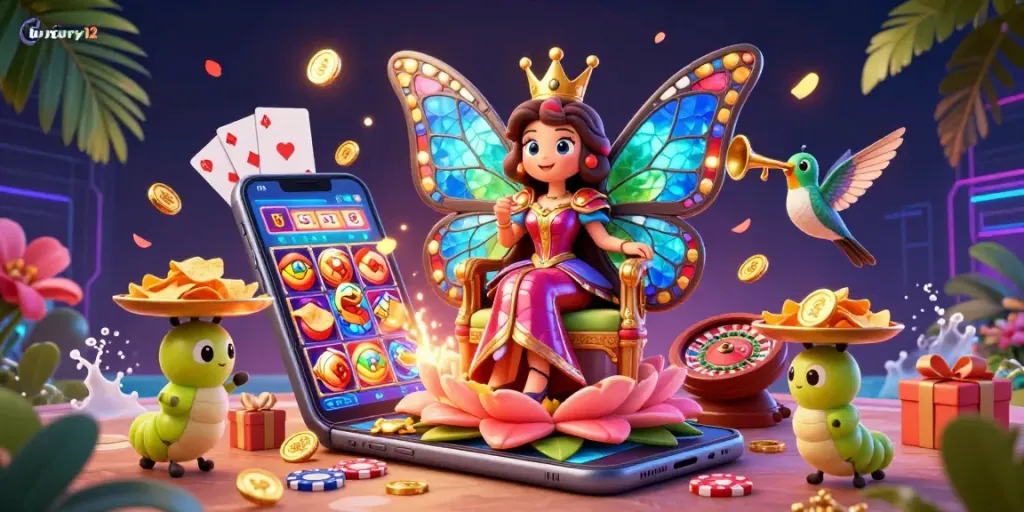 Experience the vibrant luxury12 casino scene with dynamic characters and rich gaming action.
