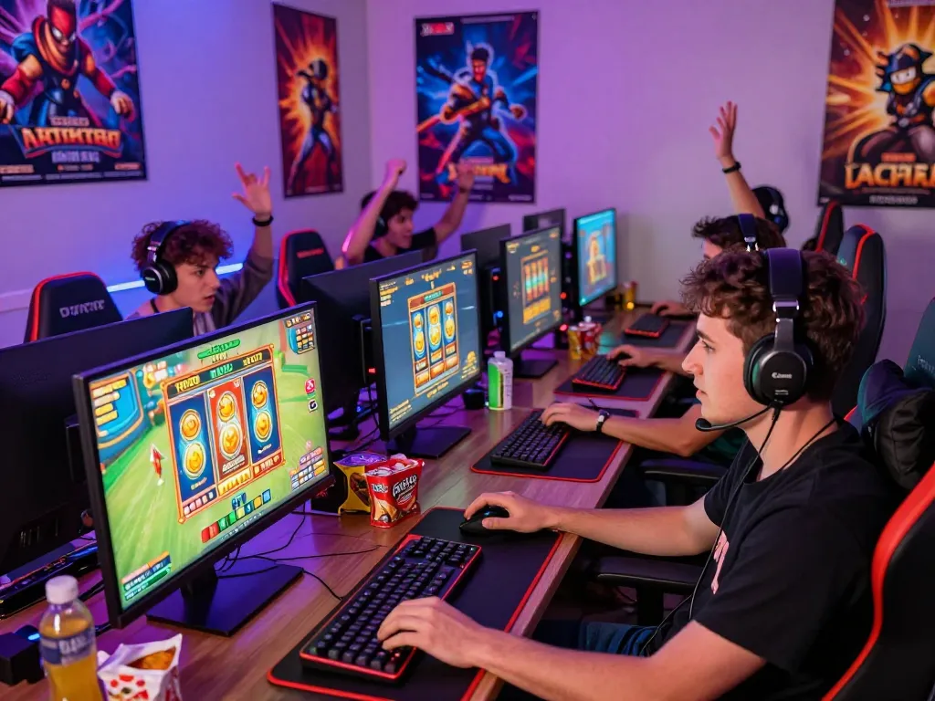 Engaged players celebrating wins at KDTOTO's exciting online Toto Slot gaming session with colorful setups.