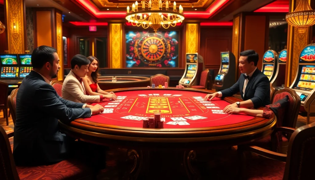 Experience the thrill of baccarat at nhà cái red88, set in a glamorous casino atmosphere.