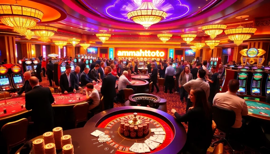 Players enjoying games and winning strategies at Amanahtoto Casino, showcasing excitement and luxury.