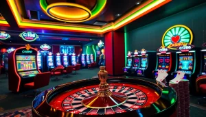 C168 online casino experience showcasing roulette and poker chips in an upscale setting