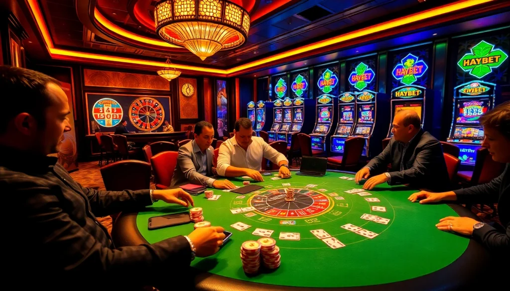 Experience the excitement of HAYBET poker games with players engaged in thrilling bets.