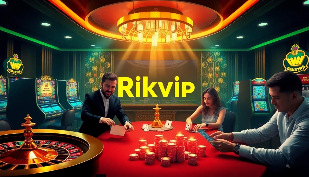 Rikvip players engaging with vibrant online casino games and dynamic betting activities.