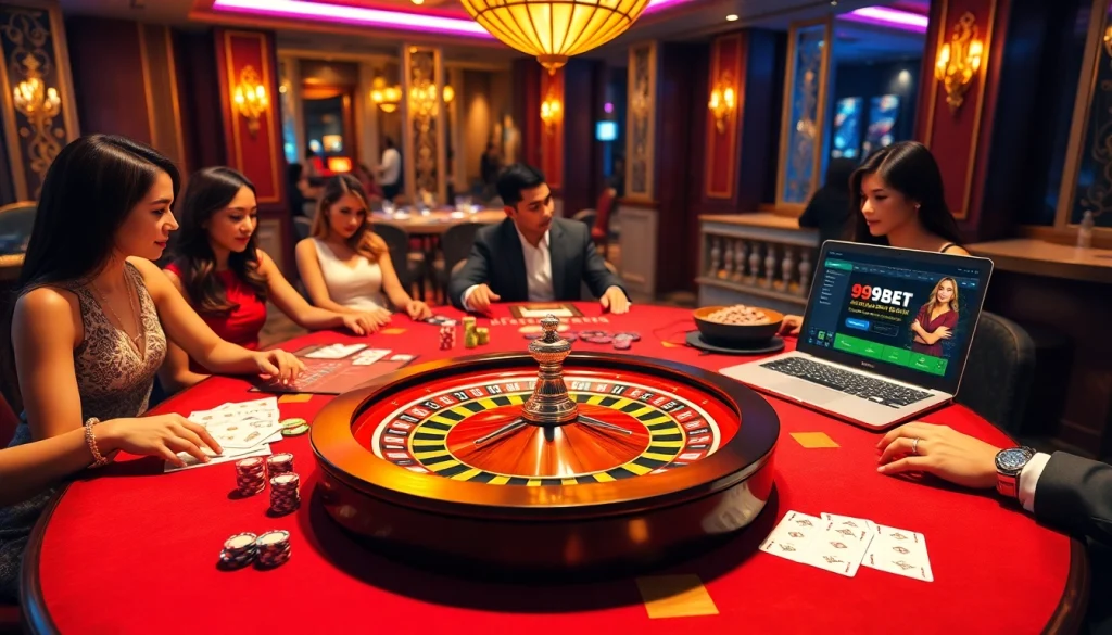 Experience the thrill of playing at 999BET with vibrant casino tables and engaging players.