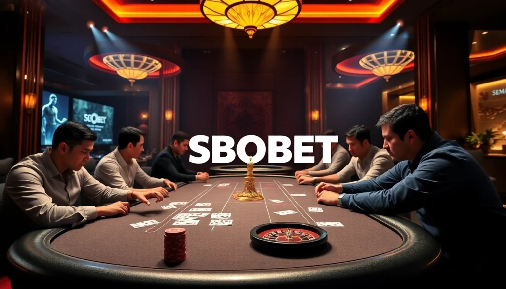 SBOBET poker game setup highlighting intense focus and high stakes atmosphere.