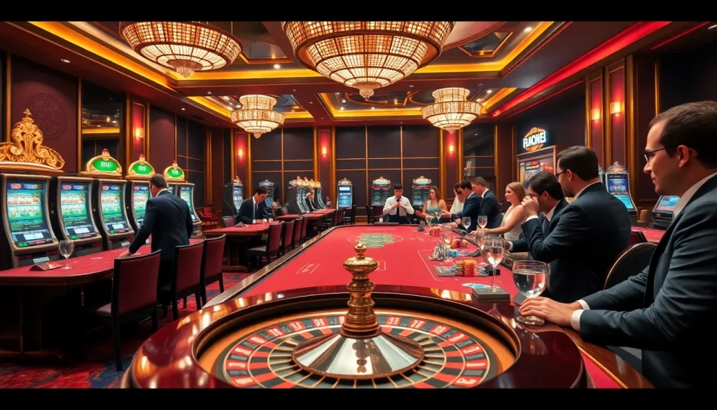 Exciting gambling scene featuring professional dealers and vibrant games at 789win com casino.