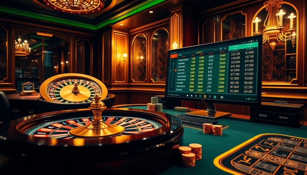 Experience excitement with the lô đề uy tín online gambling interface, featuring a glamorous casino atmosphere.