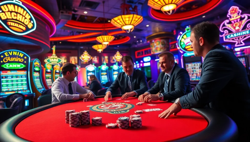 優塔娛樂城中的賭場玩家聚精會神地參與撲克遊戲，充滿刺激的氛圍。