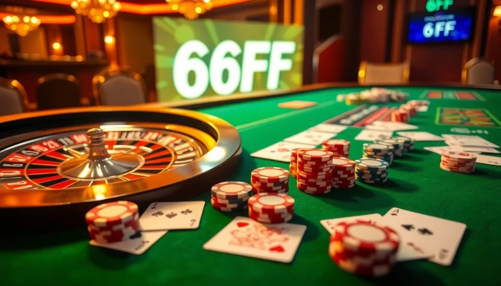 Engage with thrilling casino gaming at 6FF with vibrant roulette wheel and chips.