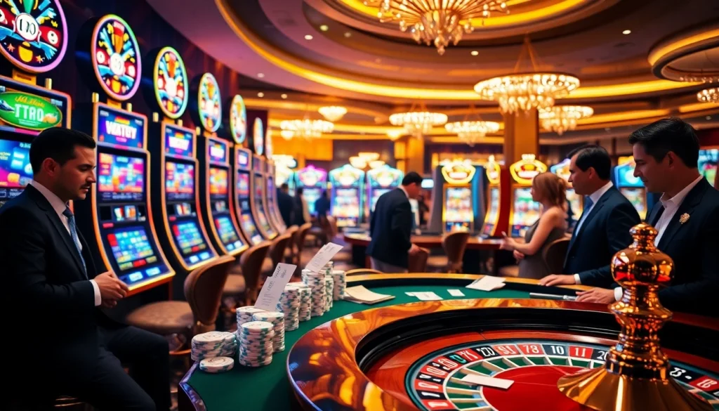 Experience thrilling slot online action with colorful machines and excited players.