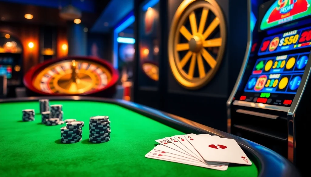 Engage in high-stakes excitement at DF999 casino with vibrant poker chips and gleaming roulette wheel.