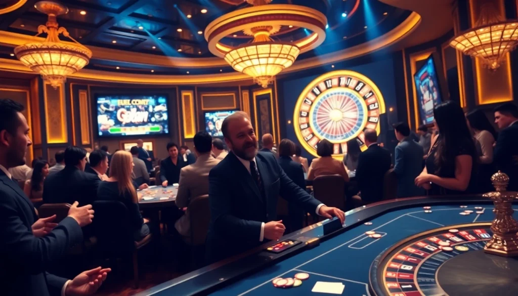 Witness the excitement of result sdy in a luxurious casino atmosphere filled with eager gamblers.