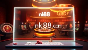 Experience the excitement of nk88 com with a luxurious casino atmosphere featuring roulette and slot machines.
