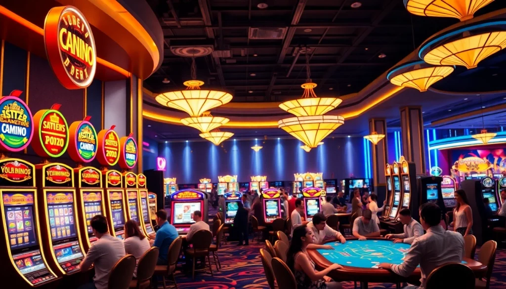 Casual players enjoying vibrant games at a busy Casino Site, highlighting excitement and entertainment.