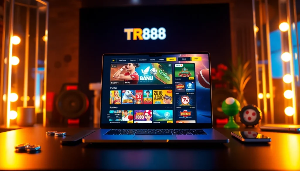 Engaging TR88 online gambling interface showcasing casino games and sports betting.