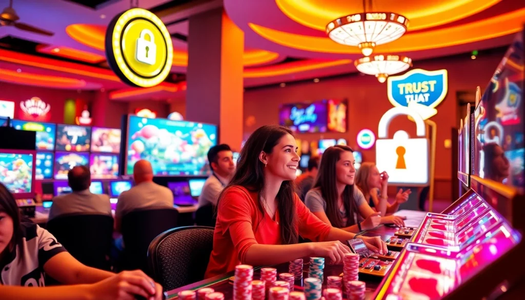 Sunwin engaging online gaming scene with diverse players enjoying various games, showcasing trust and exciting atmosphere.