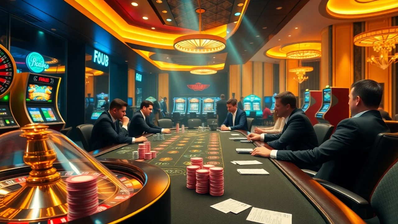 The thrilling environment at 88clb.com features vibrant casino tables with players engaged in high-stakes games.