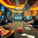 The thrilling environment at 88clb.com features vibrant casino tables with players engaged in high-stakes games.