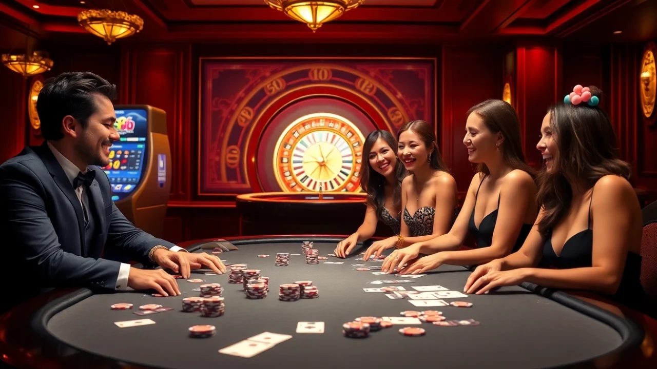 Betting excitement at dn 88’s luxurious casino table with poker chips and cards.