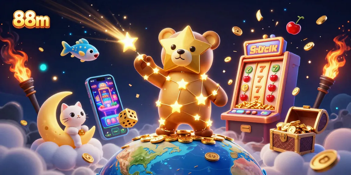 Engage in exciting 88m casino adventures as the constellation bear grabs coins in a dazzling 3D scene.